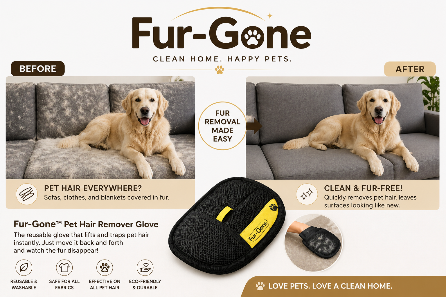 Fur Gone before and after use